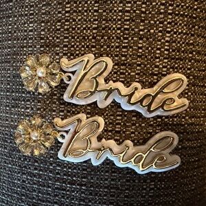 Gold and White Bride Earrings